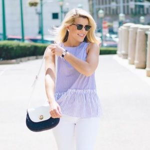 J. Crew Striped Peplum Top